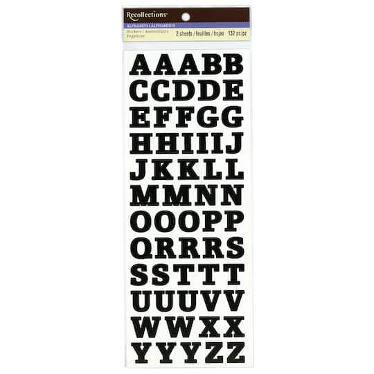 12 Pack: Black Small Font Alphabet Stickers by Recollections™